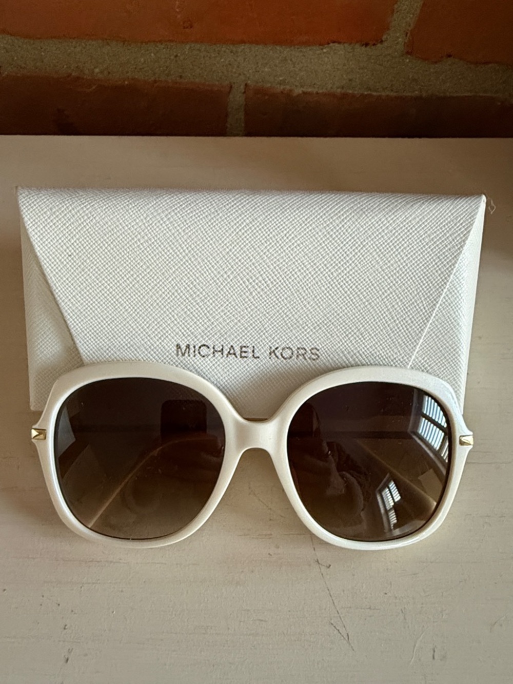Michael Kors White Frame Sunglasses with Brown Gradient Lenses